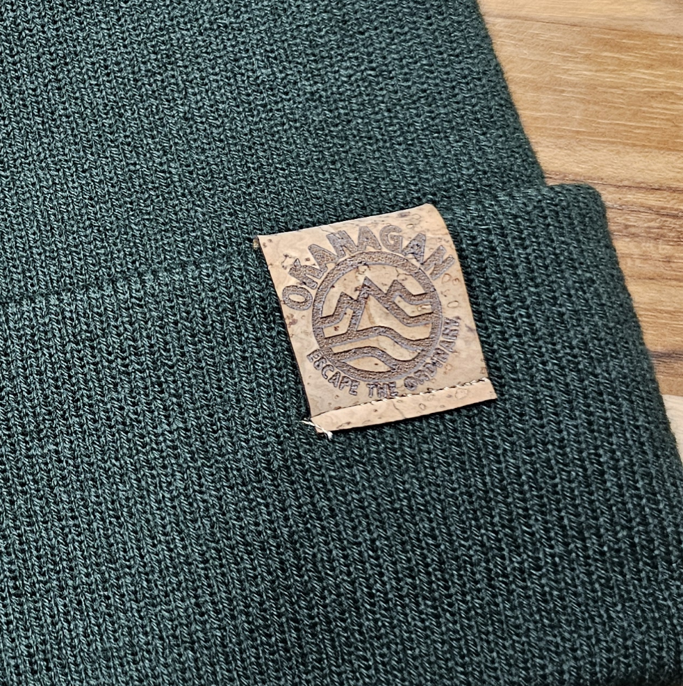 Okanagan Wave Fold Over Cork Patch Toque - Green