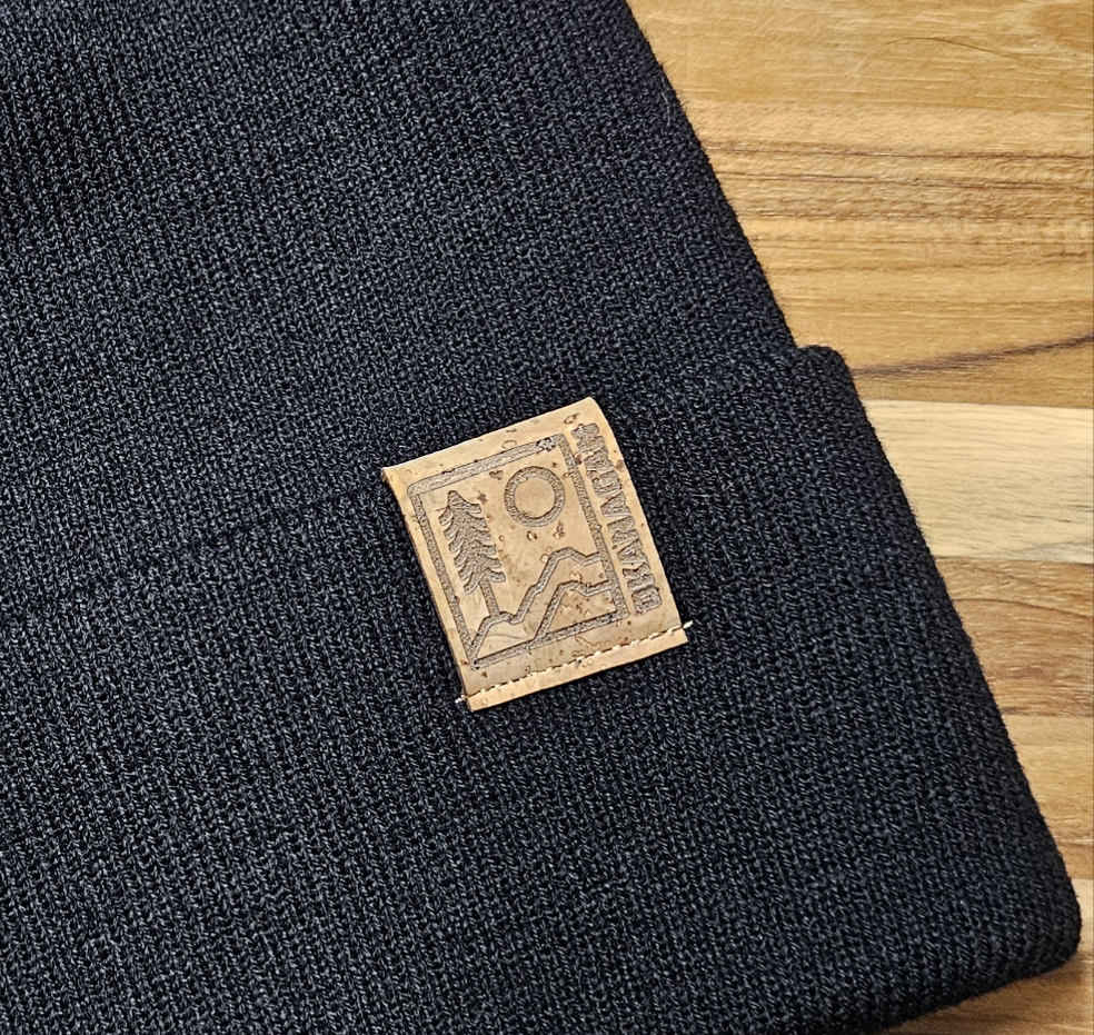 Okanagan Wild Fold Over Cork Patch Toque - Black