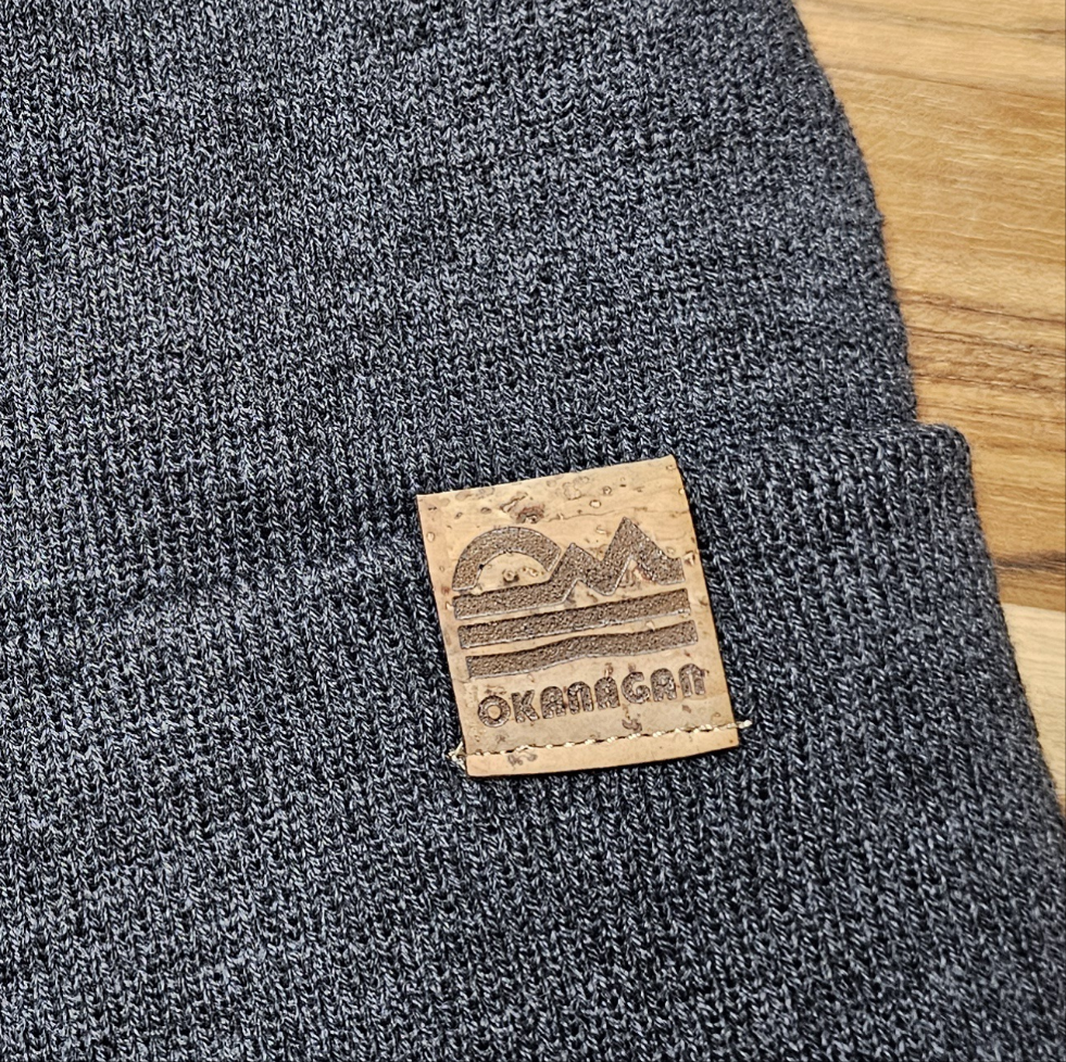 Okanagan Retro Fold Over Cork Patch Toque - Charcoal