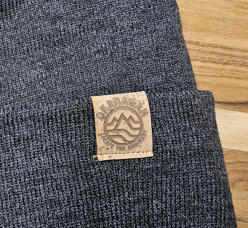 Okanagan Wave Fold Over Cork Patch Toque - Charcoal