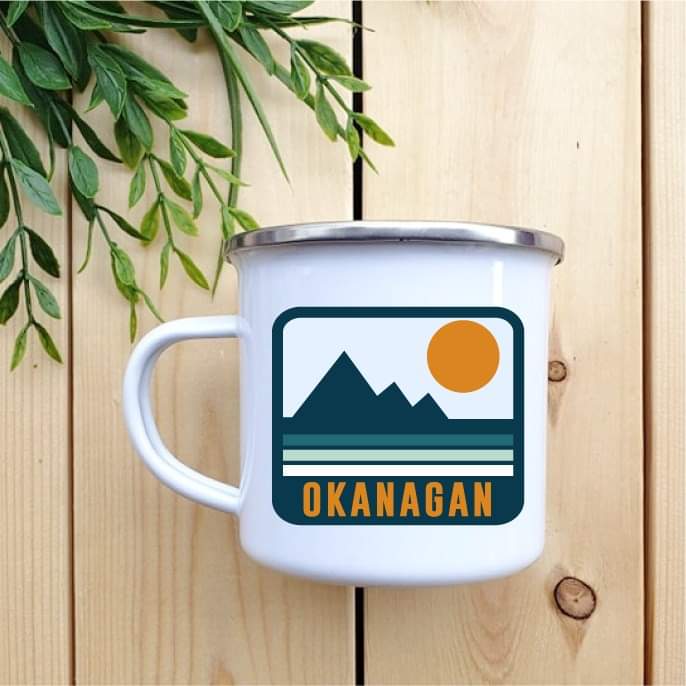 Camping Mug - Enamel Mug - Tin Mug Okanagan Rec Camp Mug