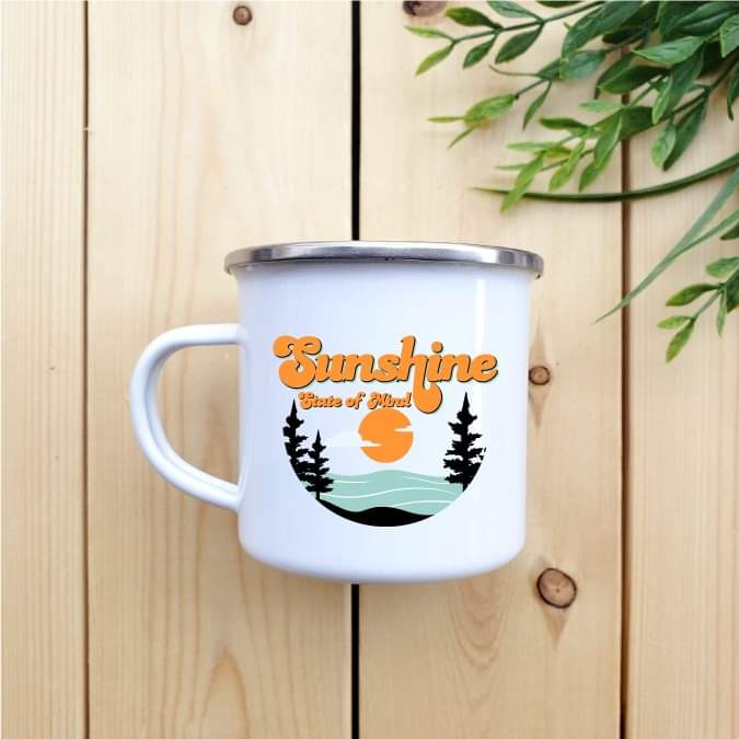Camping Mug - Enamel Mug - Tin Mug Sunshine State of Mind