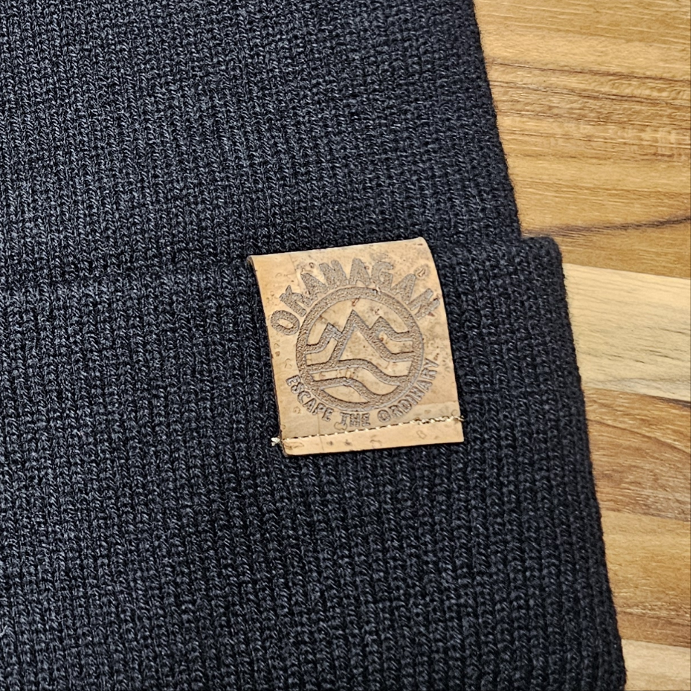 Okanagan Wave Fold Over Cork Patch Toque - Black