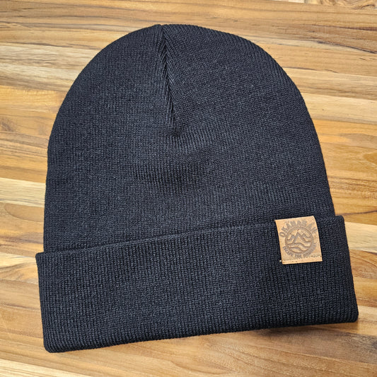 Okanagan Wave Fold Over Cork Patch Toque - Black