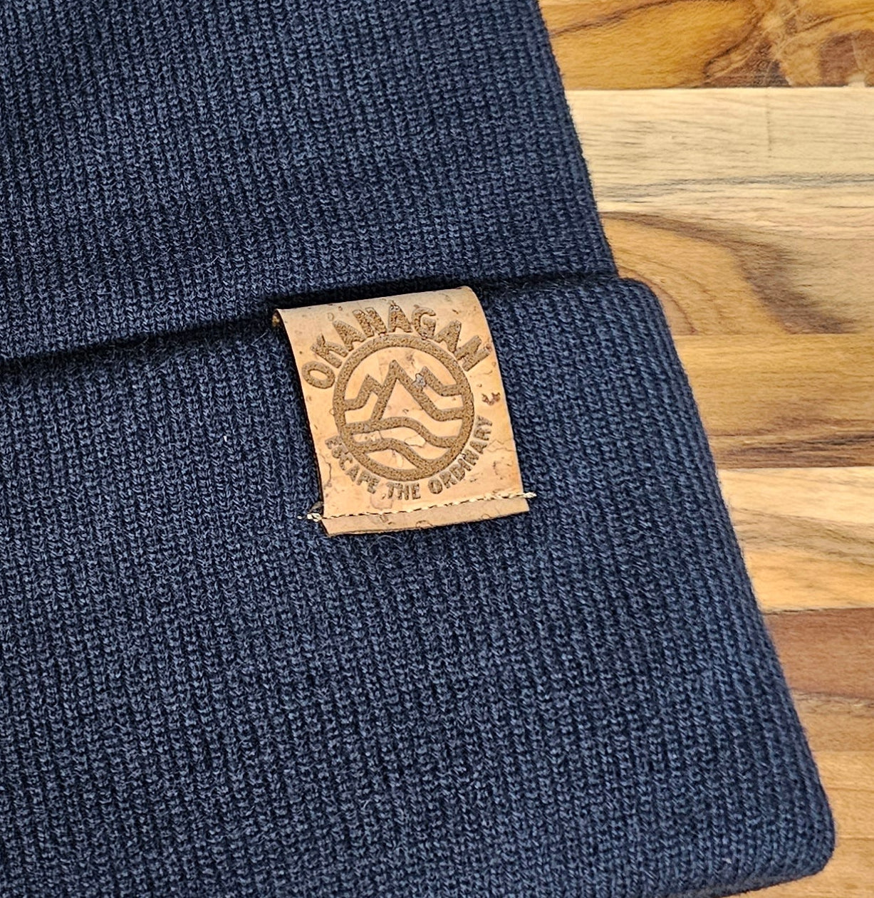 Okanagan Wave Fold Over Cork Patch Toque - Navy