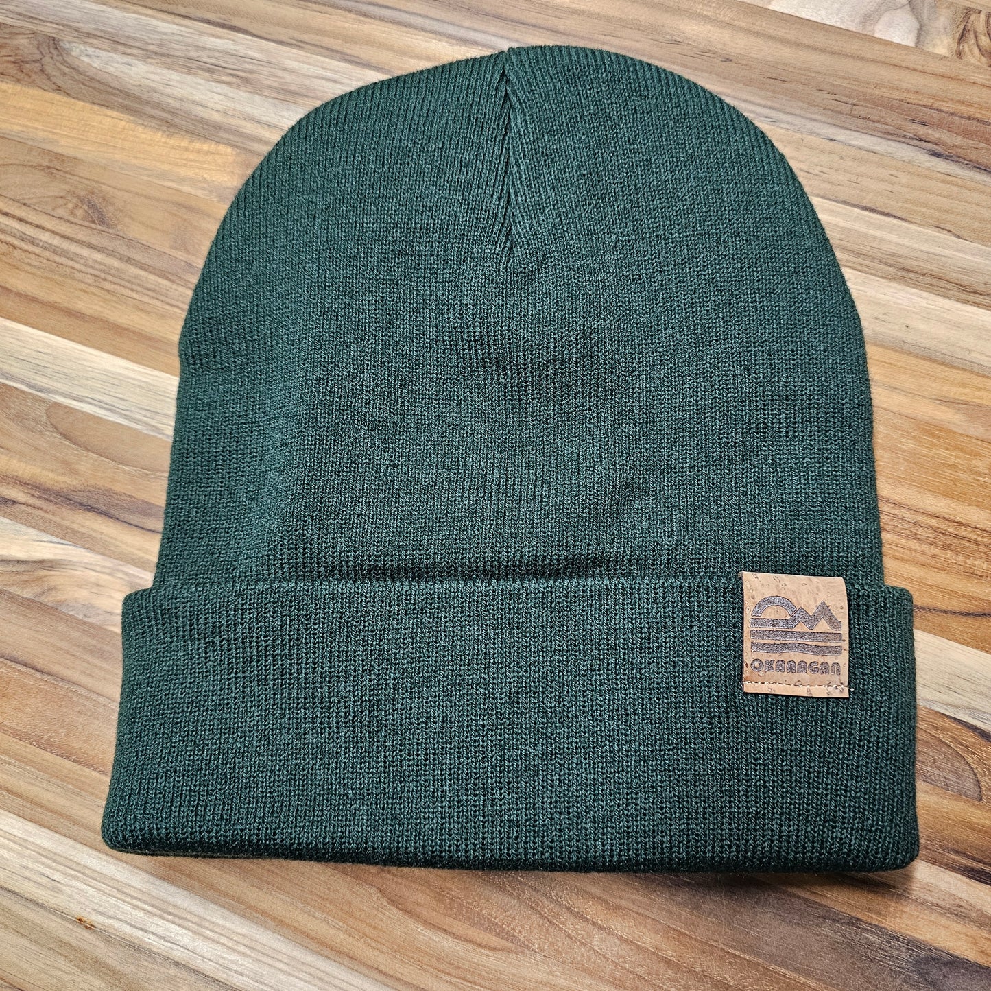 Okanagan Retro Fold Over Cork Patch Toque - Green