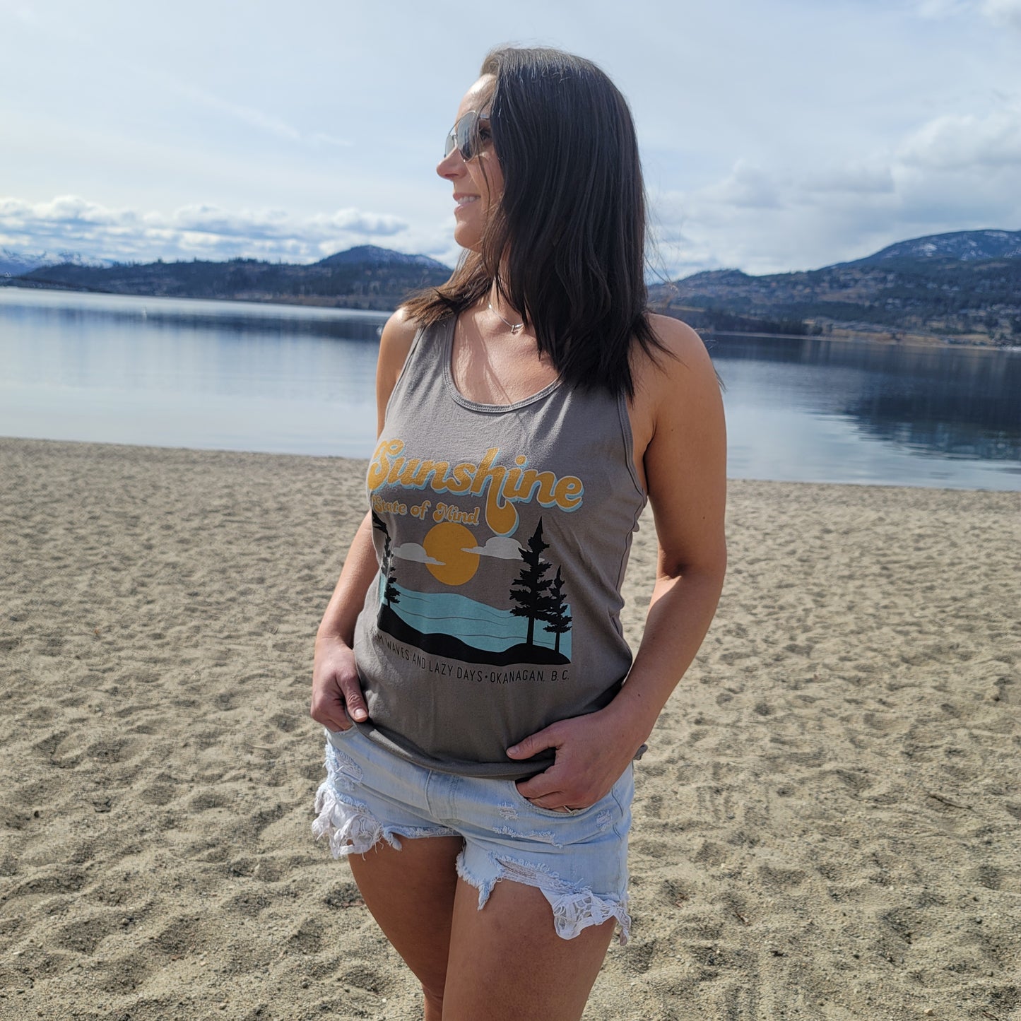 Sunshine State of Mind Tank- Warm Grey