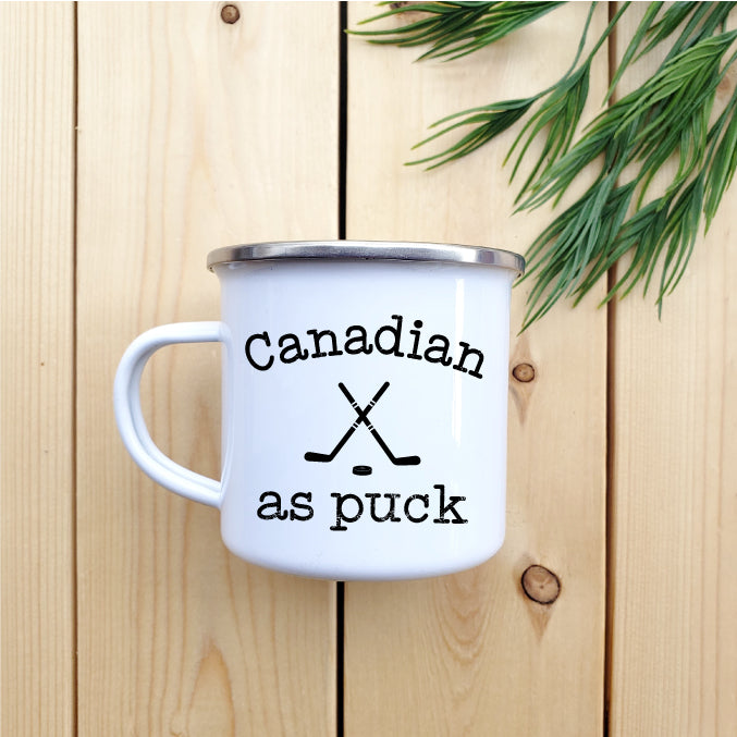 Camping Mug - Enamel Mug - Tin Mug Canadian As Puck Republic