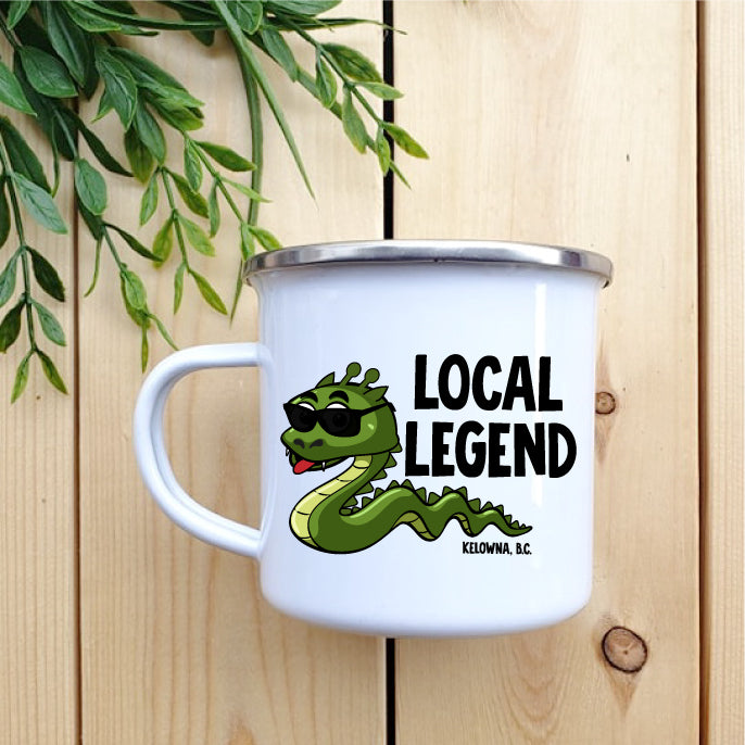 Camping Mug - Enamel Mug - Tin Mug Local Legend Ogopogo Camp