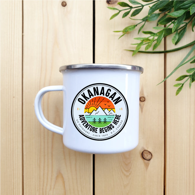 Camping Mug - Enamel Mug - Tin Mug Okanagan - Adventure 