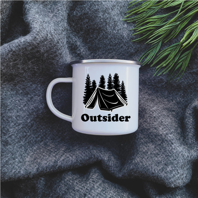 Camping Mug - Enamel Mug - Tin Mug Outsider Camp Mug 