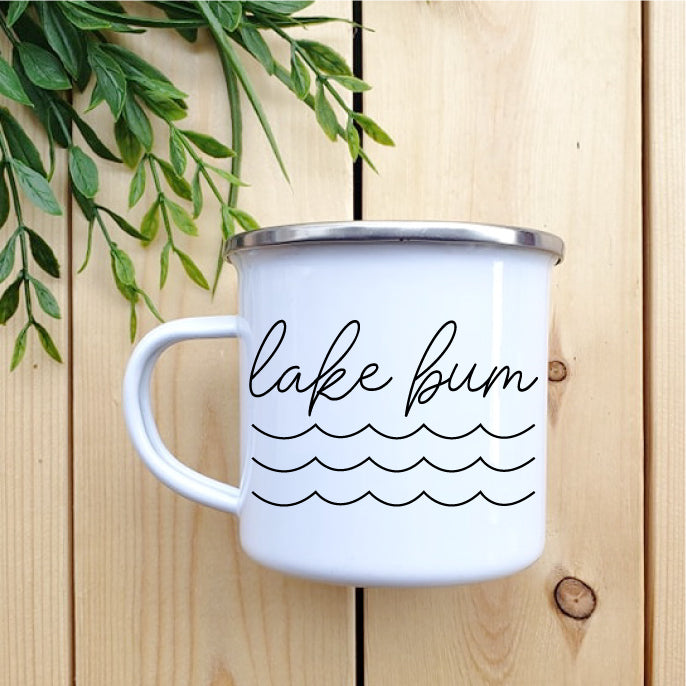 Camping Mug - Enamel Mug - Tin Mug Lake Bum Camp Mug 