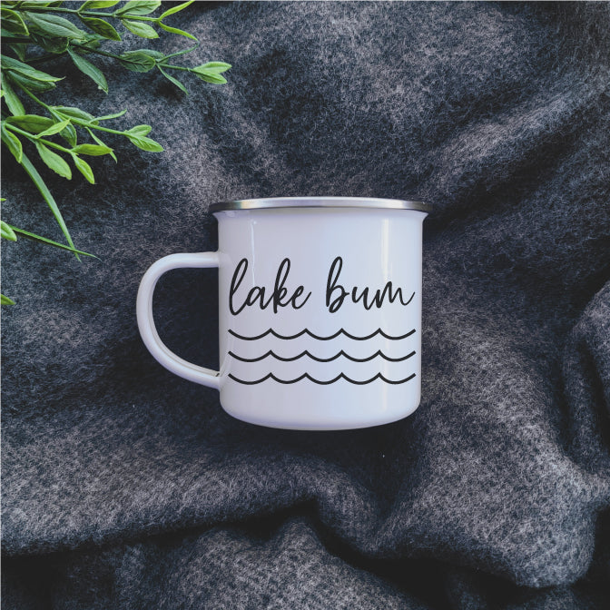 Camping Mug - Enamel Mug - Tin Mug Lake Bum Camp Mug 