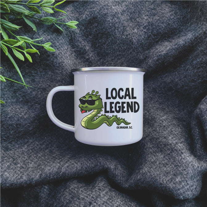 Camping Mug - Enamel Mug - Tin Mug Local Legend Ogopogo Camp
