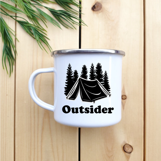 Camping Mug - Enamel Mug - Tin Mug Outsider Camp Mug 